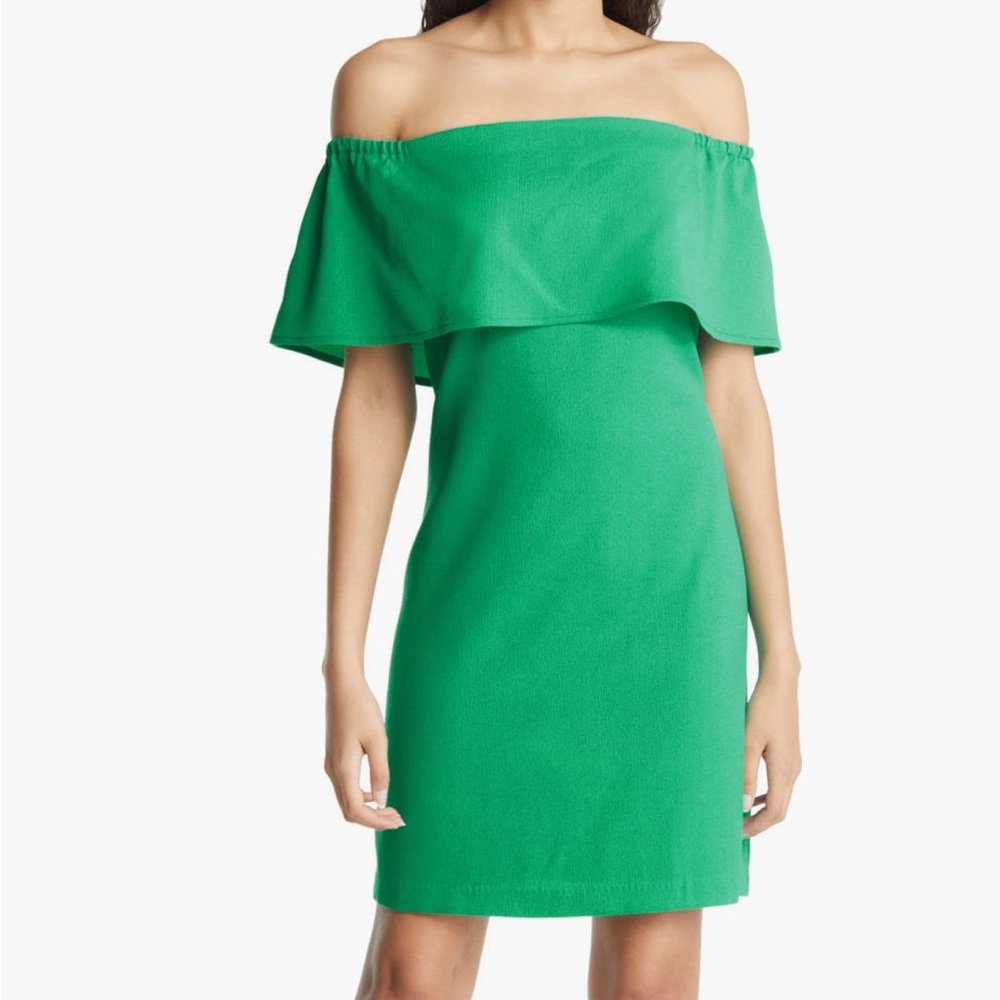 Charles Henry Off the Shoulder Dress Green